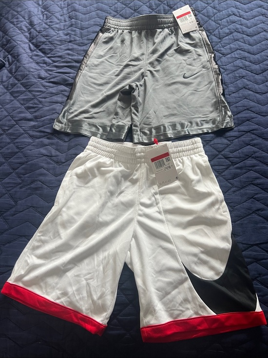Nike Other - Nike White, Black & Red Boys' Athletic Shorts — Contrast Swoosh
